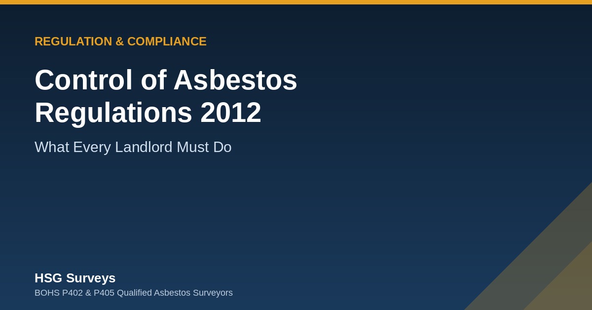 Control of Asbestos Regulations 2012 landlord compliance guide